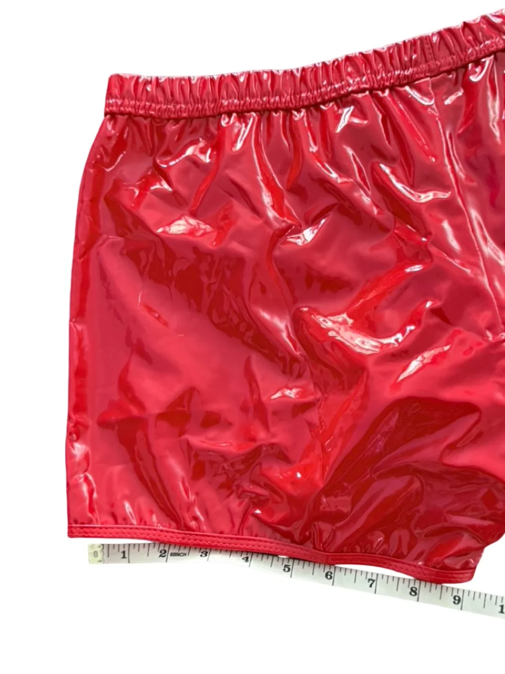 Red Glossy High‑Shine Shorts – S/M – Festival / Rave Wear